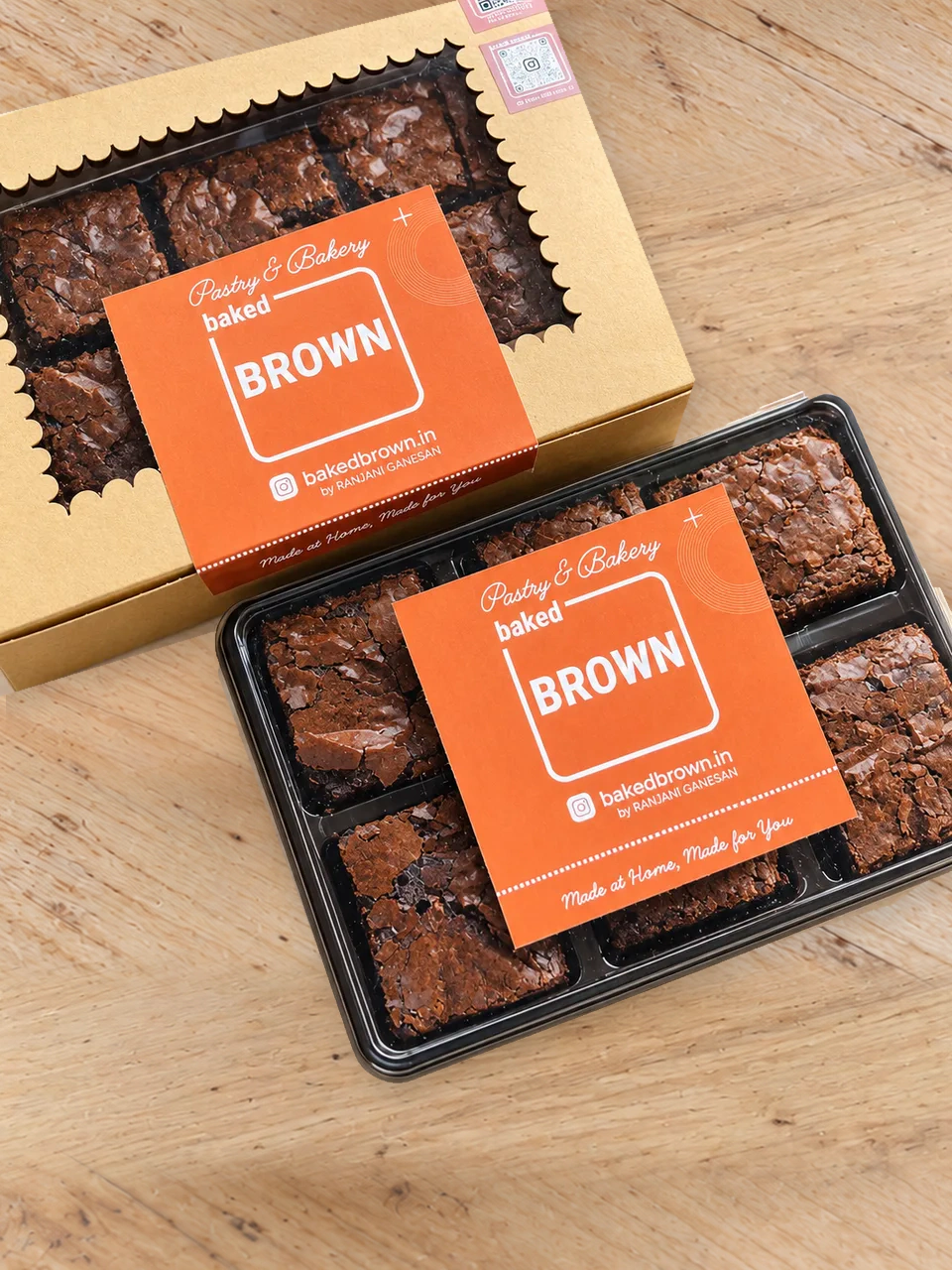 bakedBROWN brownie boxes prepared for customers